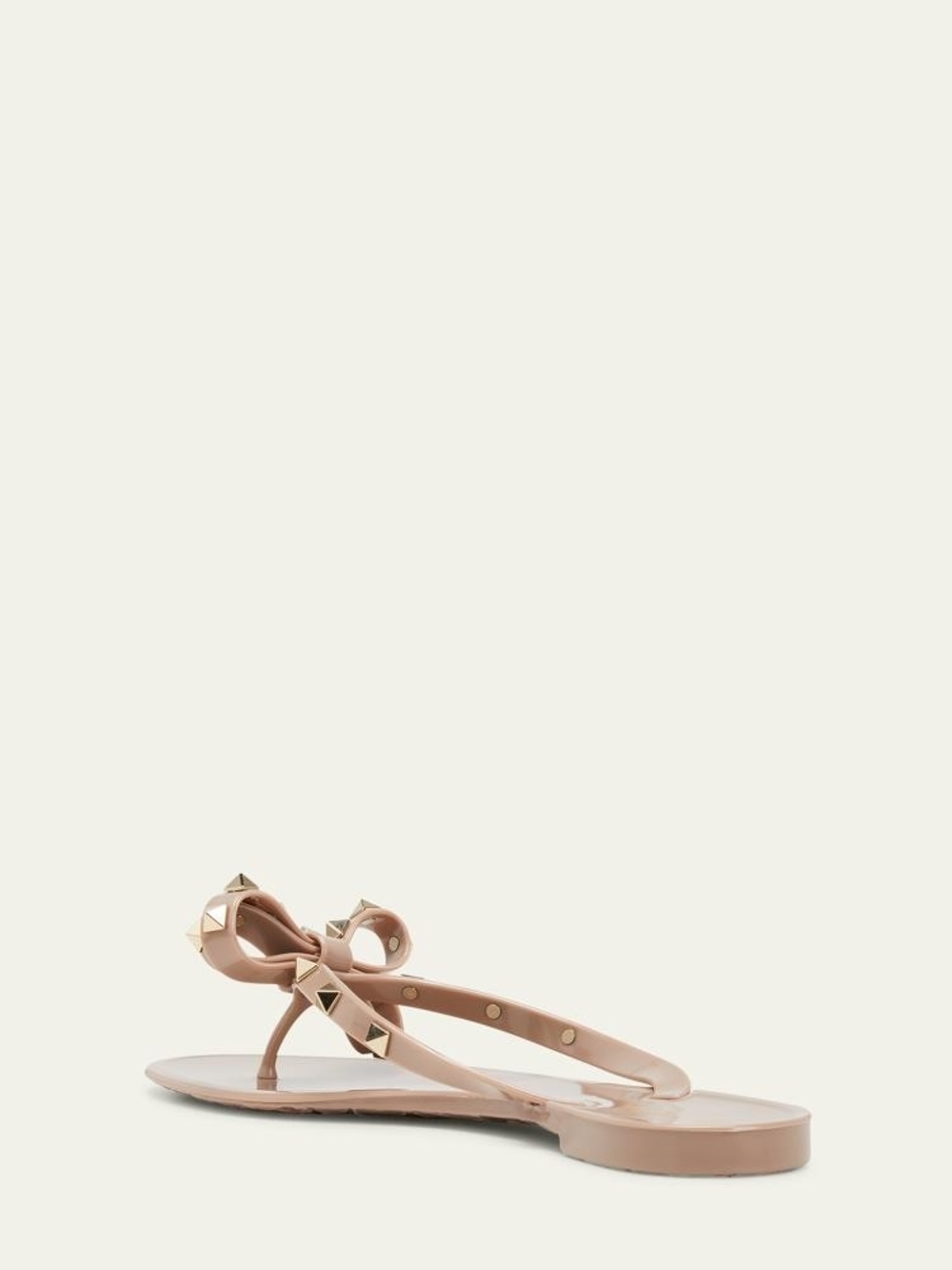 Valentino Garavani Beige Studded Bow Thong Sandals - Picture 3 of 11